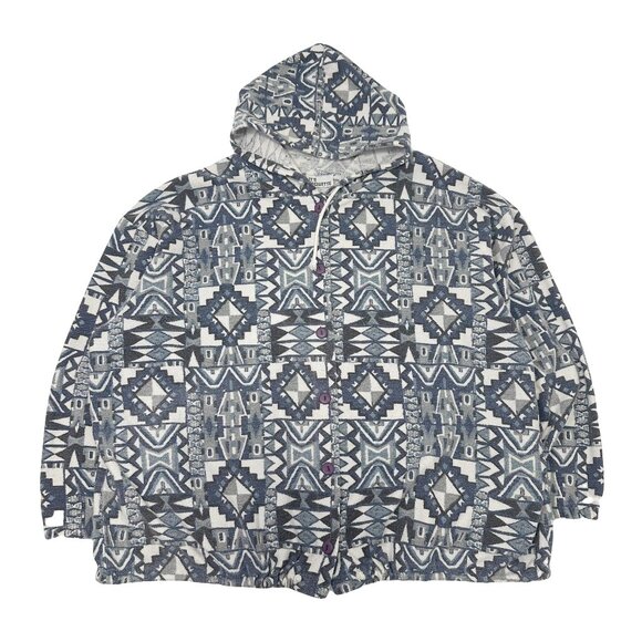 Vintage Paquette Pattern Button Up Hoodie XXL - Picture 1 of 4